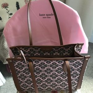 Kate Spade flower jacquard stripe market medium tote.